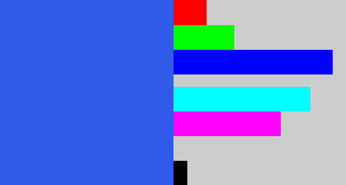 Hex color #305aea - azul