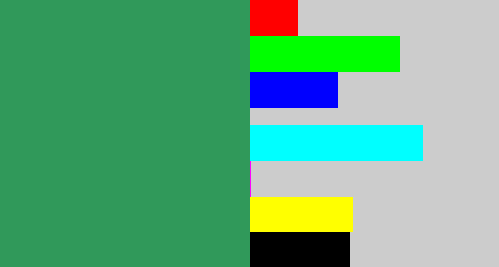 Hex color #30995a - greenish