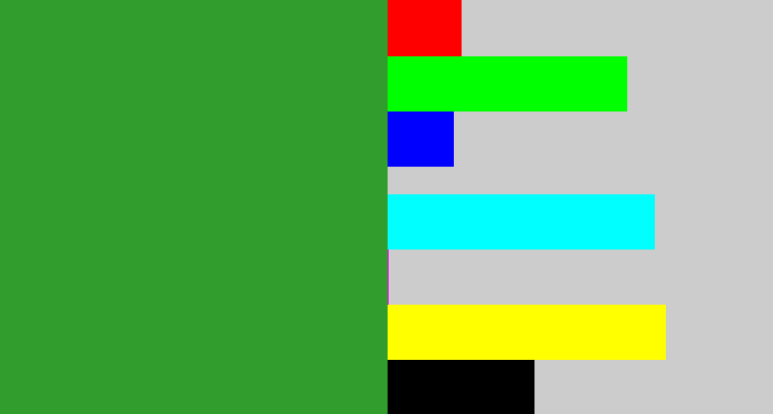 Hex color #309d2c - medium green
