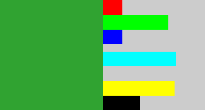 Hex color #30a331 - medium green