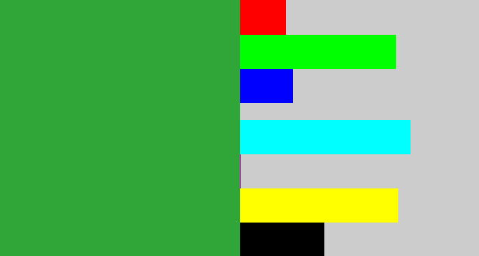 Hex color #30a538 - medium green