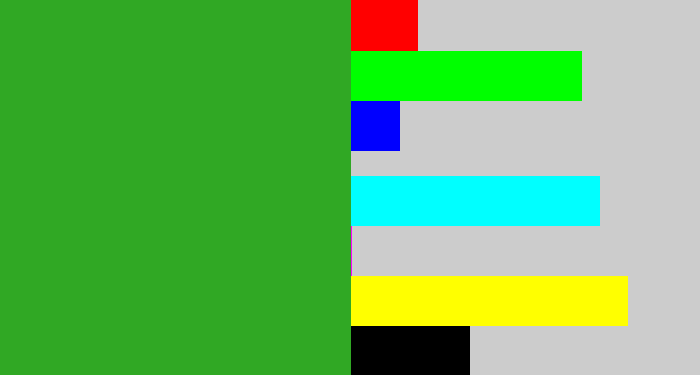 Hex color #30a824 - green