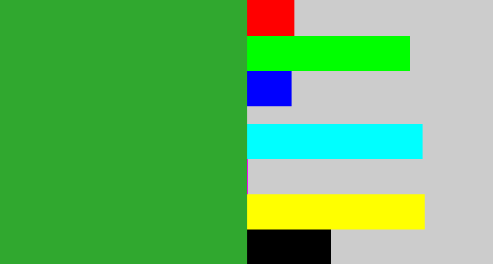 Hex color #30a82f - medium green