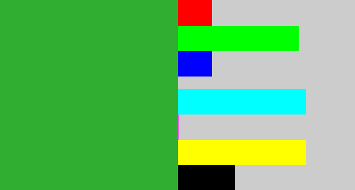 Hex color #30ae31 - medium green