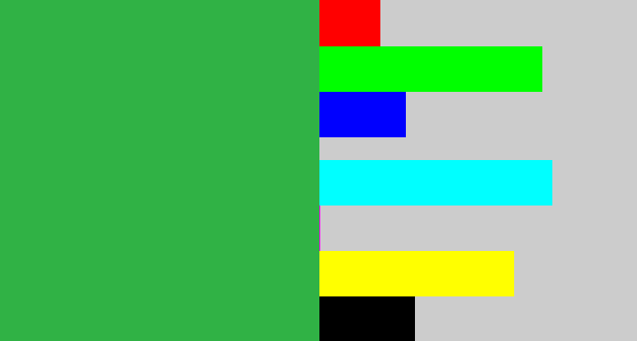 Hex color #30b245 - medium green