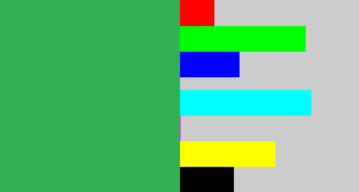 Hex color #30b253 - medium green