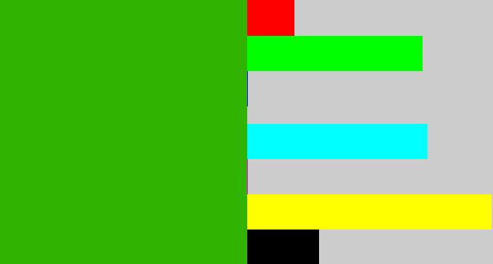 Hex color #30b401 - grassy green