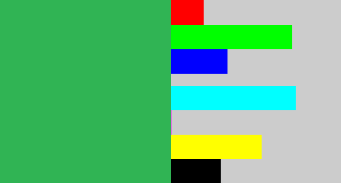 Hex color #30b454 - medium green