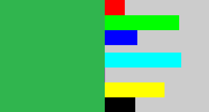 Hex color #30b54e - medium green