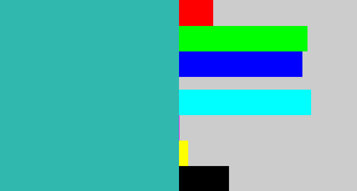 Hex color #30b8af - tealish