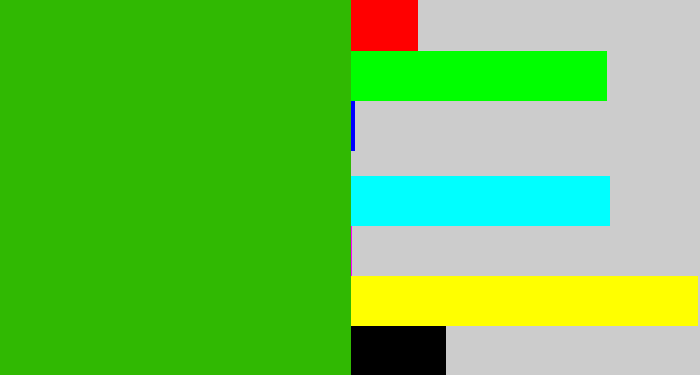 Hex color #30b902 - grassy green