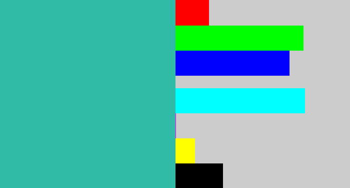 Hex color #30bba6 - tealish