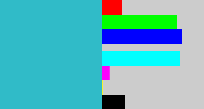 Hex color #30bbc8 - tealish