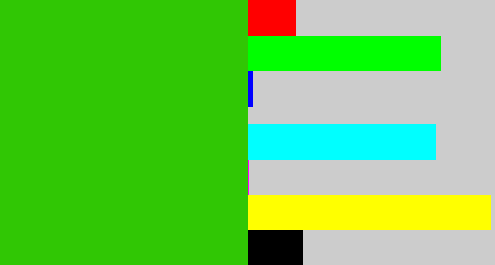 Hex color #30c704 - frog green