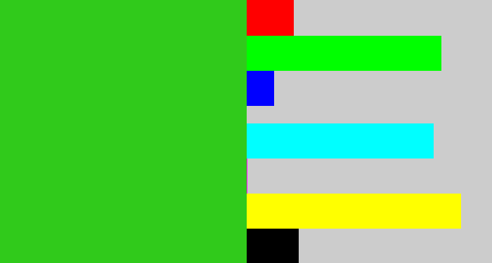 Hex color #30ca1b - green