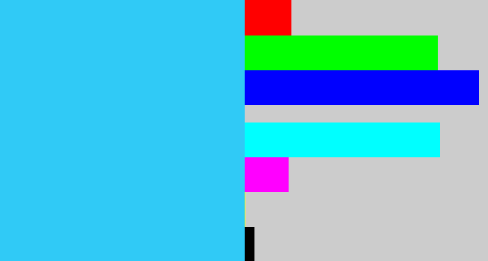 Hex color #30caf6 - bright light blue