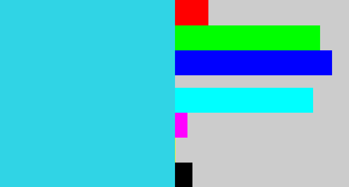 Hex color #30d4e5 - bright light blue