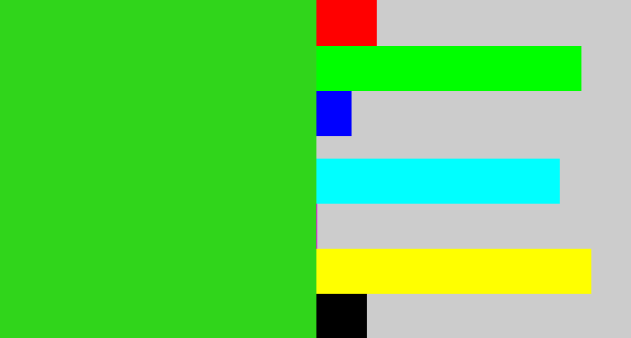 Hex color #30d51b - vivid green