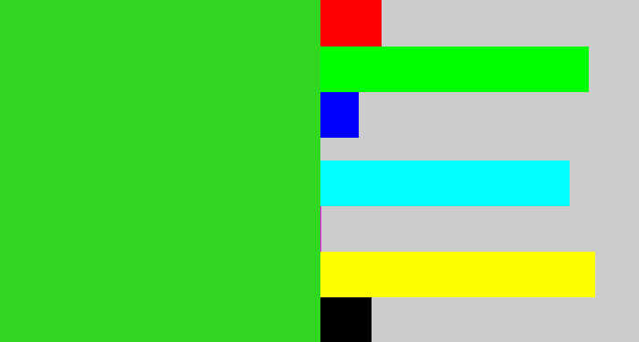 Hex color #30d61f - vivid green