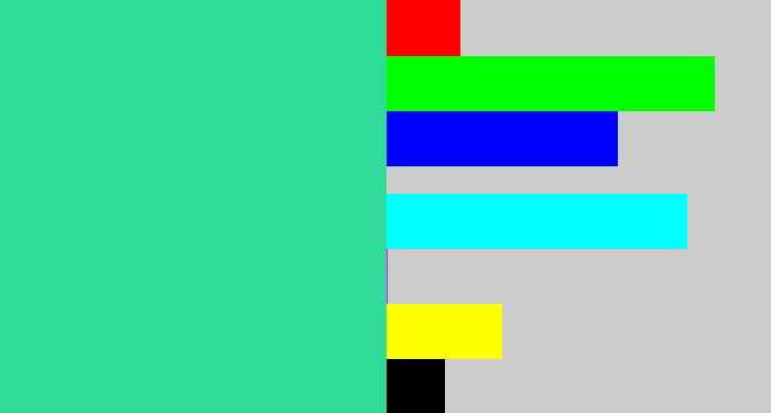 Hex color #30da98 - greenblue