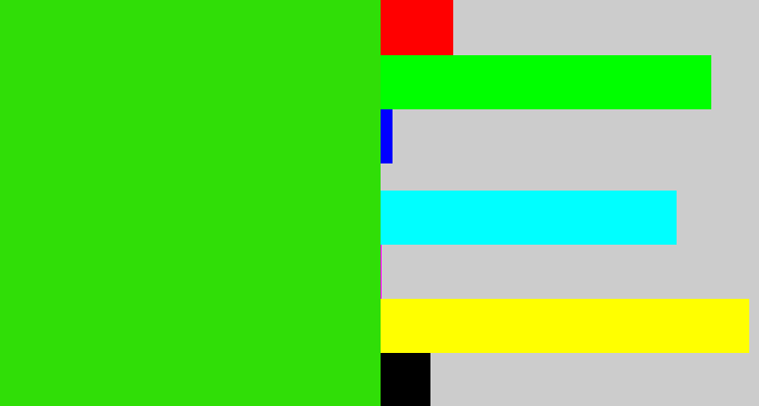 Hex color #30de07 - vivid green