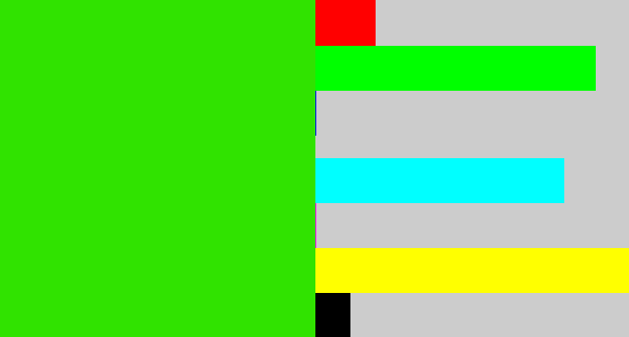 Hex color #30e300 - vivid green