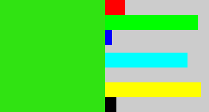 Hex color #30e312 - vivid green