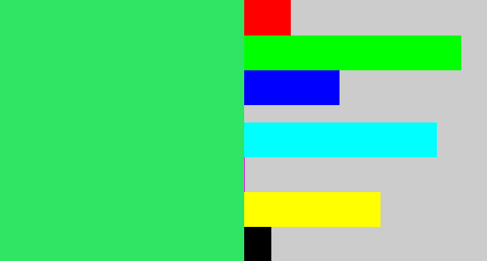Hex color #30e464 - weird green