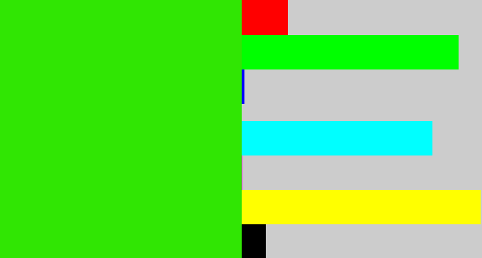 Hex color #30e603 - vivid green