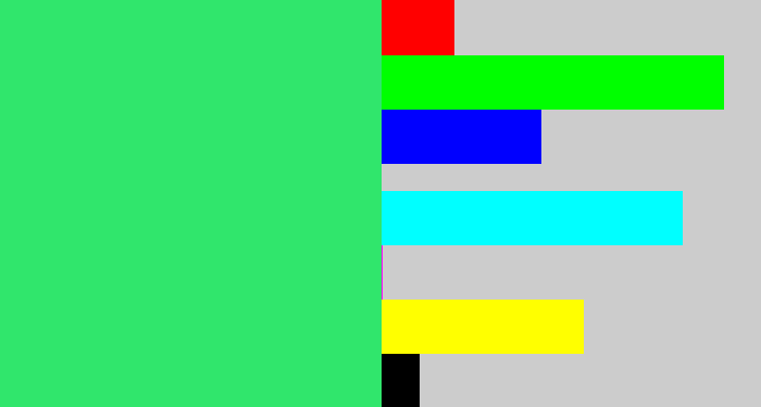 Hex color #30e66c - weird green