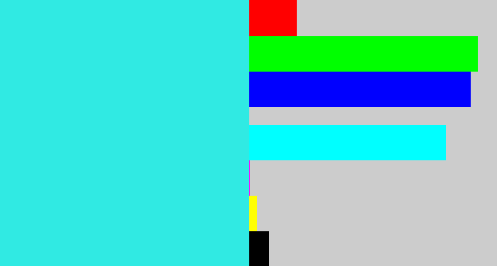Hex color #30eae3 - bright light blue
