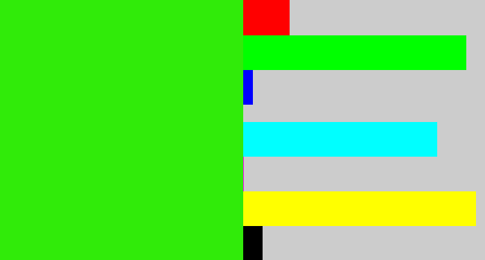 Hex color #30eb09 - vivid green