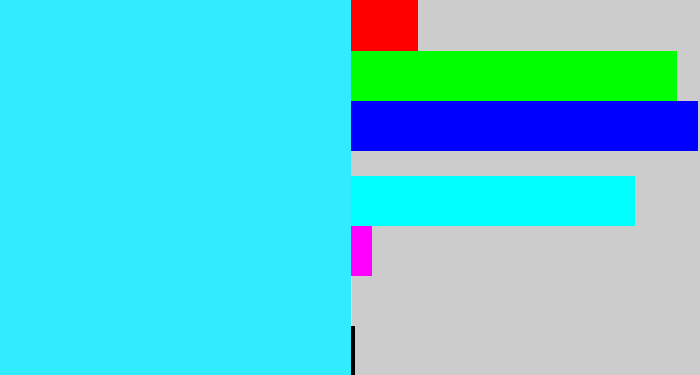 Hex color #30ecfc - bright light blue