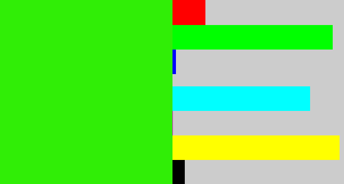 Hex color #30ee06 - vivid green