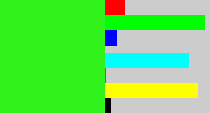 Hex color #30f31c - radioactive green