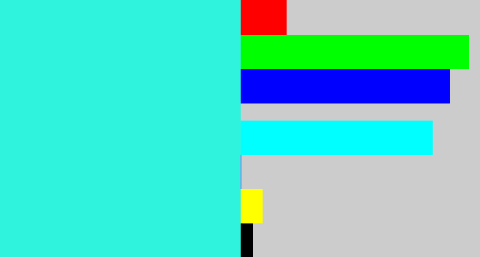 Hex color #30f3dd - bright light blue