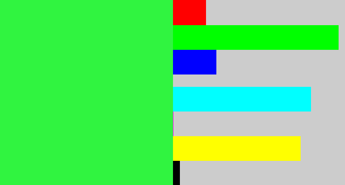 Hex color #30f440 - bright light green