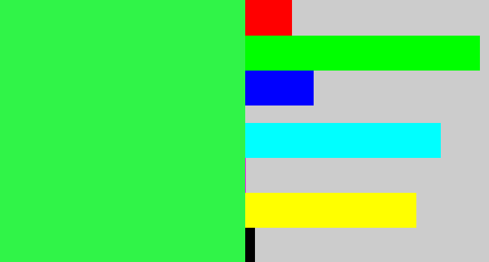 Hex color #30f448 - bright light green