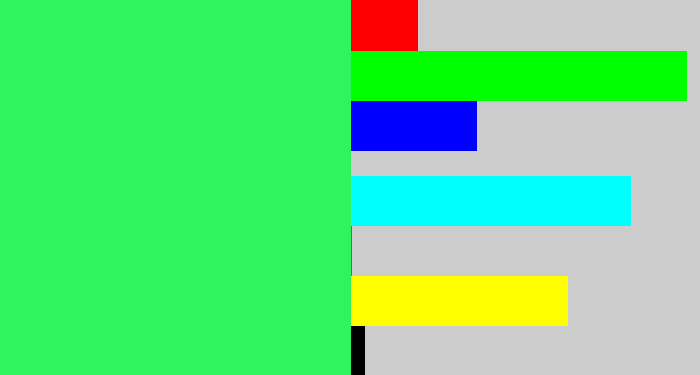 Hex color #30f45d - bright light green