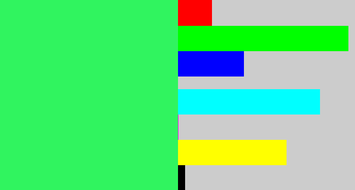 Hex color #30f45f - bright light green