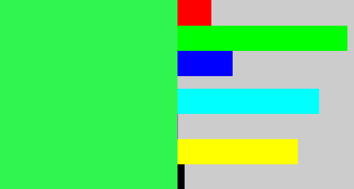 Hex color #30f54f - bright light green