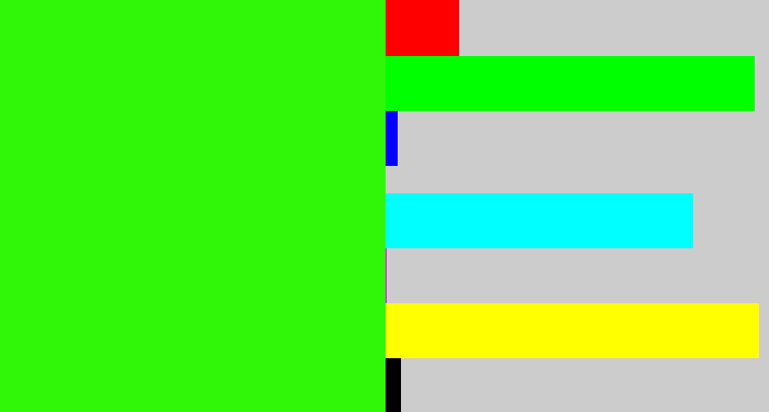 Hex color #30f608 - vivid green