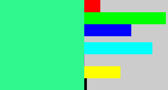 Hex color #30f78e - wintergreen