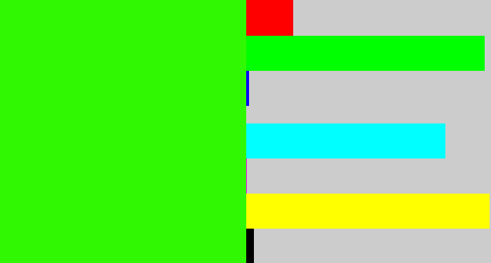 Hex color #30f802 - vivid green