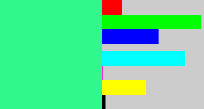 Hex color #30f88d - wintergreen