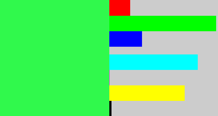 Hex color #30f94c - bright light green