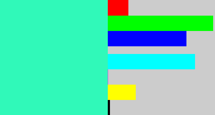 Hex color #30f9b9 - greenish cyan