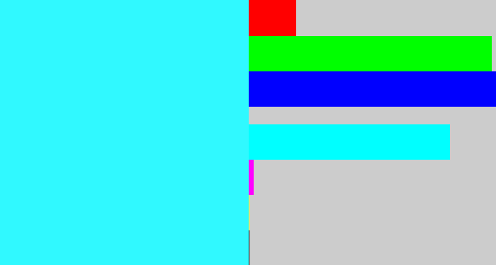Hex color #30f9ff - bright light blue
