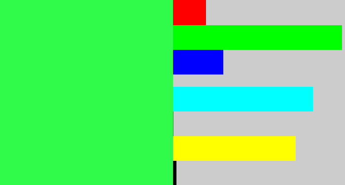 Hex color #30fb4a - bright light green