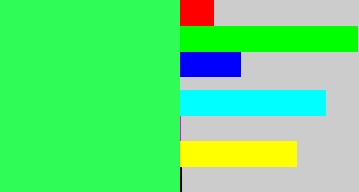 Hex color #30fc57 - bright light green